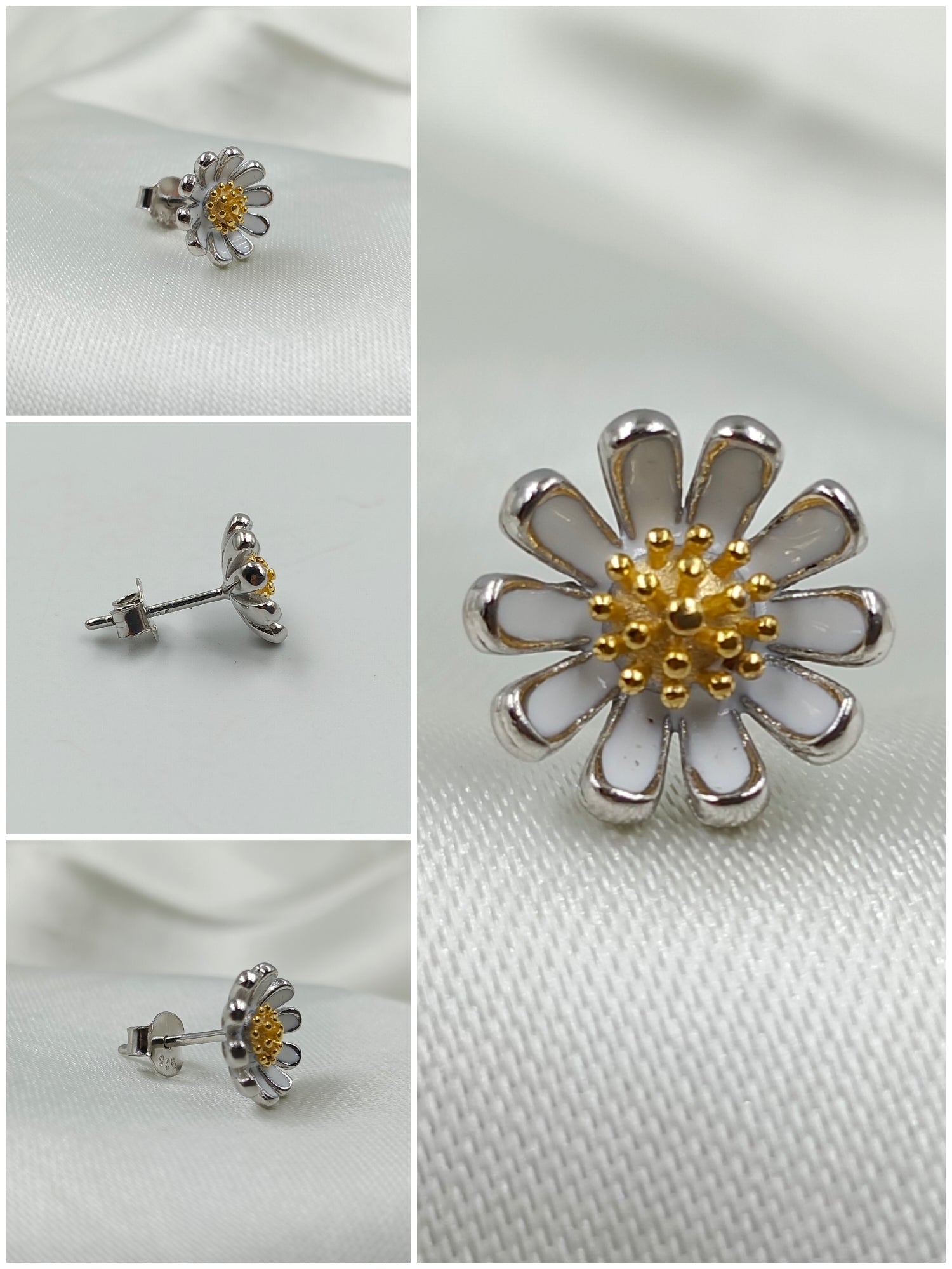 925 Sterling silver Sunflower Earring Small Sunflower Earring Stud Daisy Stud Dainty Earrings Minimalist Handmade Gift Studs with Pushback 925 Sterling Silver