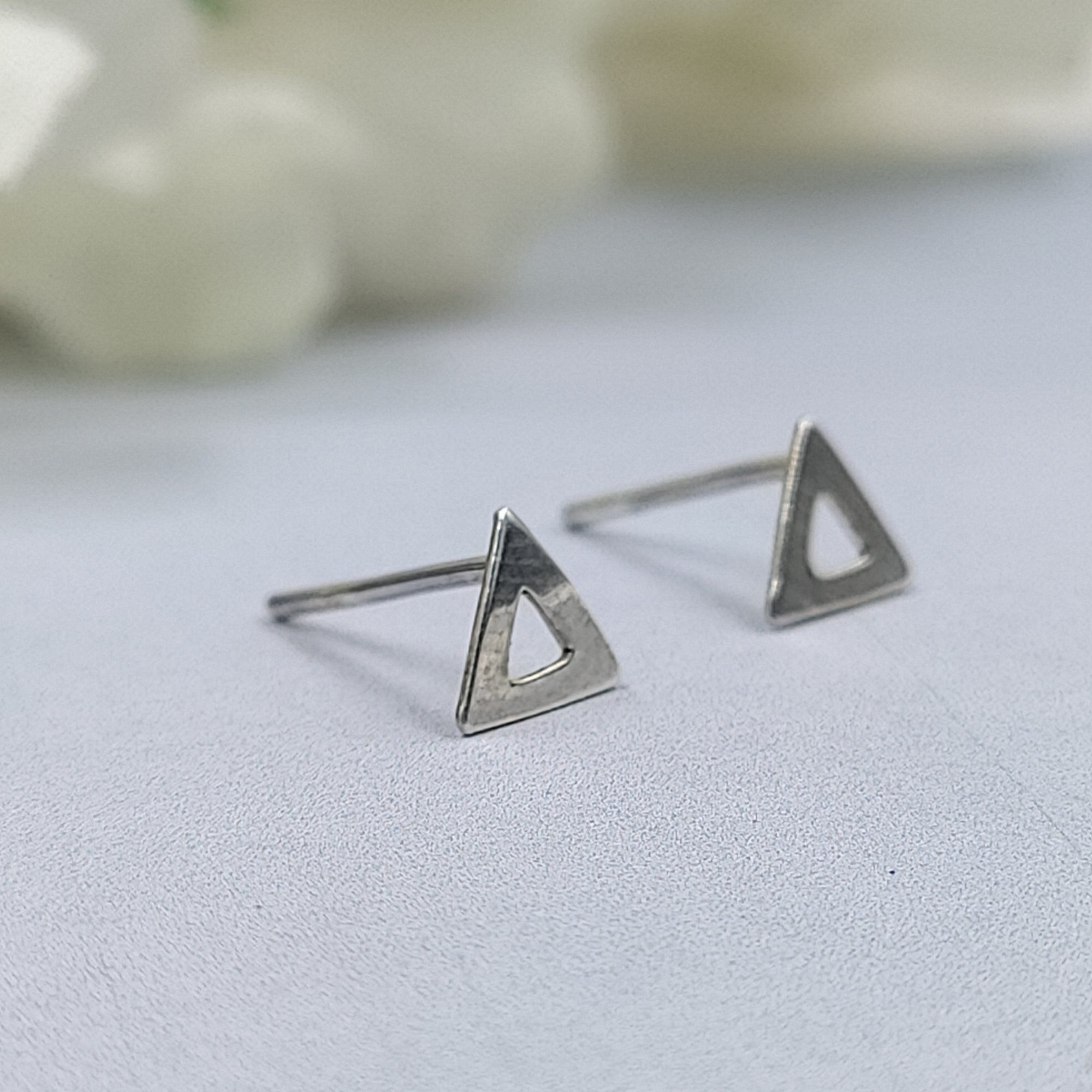 Pyramid Triangle Studs Earrings Every Day Wear Unisex Pyramid Outine Minimalist Handmade Gift Studs with Push back Sterling Silver 925
