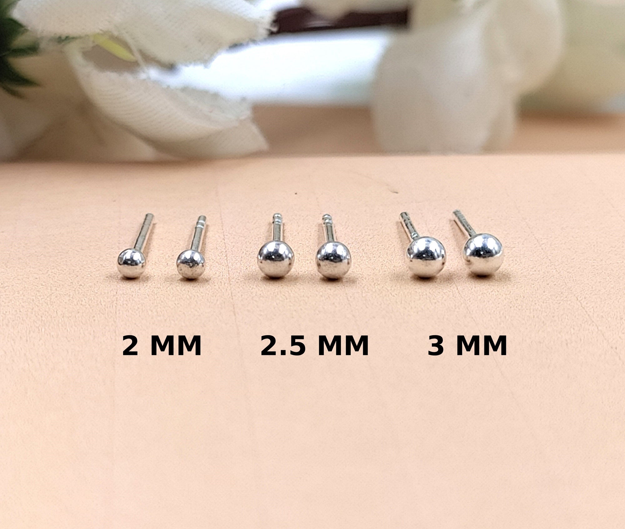 Solid Silver Round Ball Shape Stud Earrings Very tiny Little Stud Earrings Classic Minimal Art Handmade Gift 925 Silver Gift for her