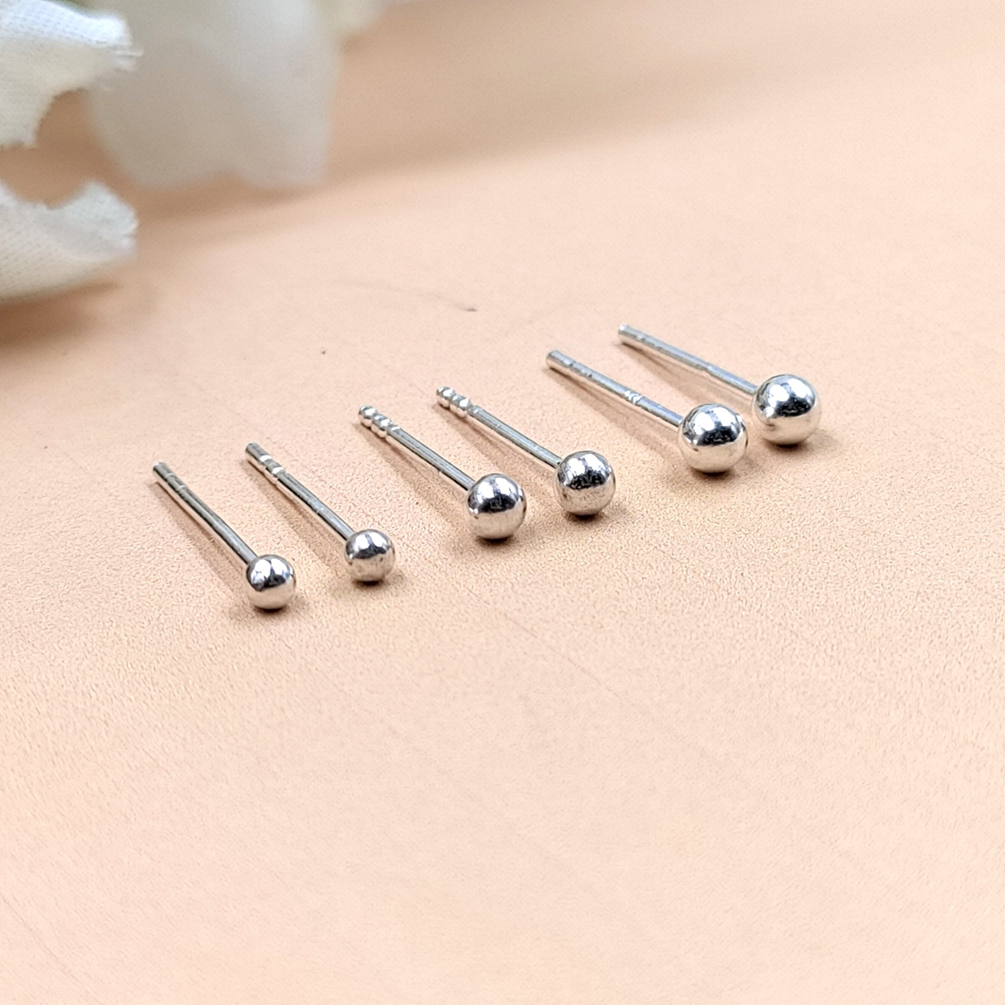 Solid Silver Round Ball Shape Stud Earrings Very tiny Little Stud Earrings Classic Minimal Art Handmade Gift 925 Silver Gift for her