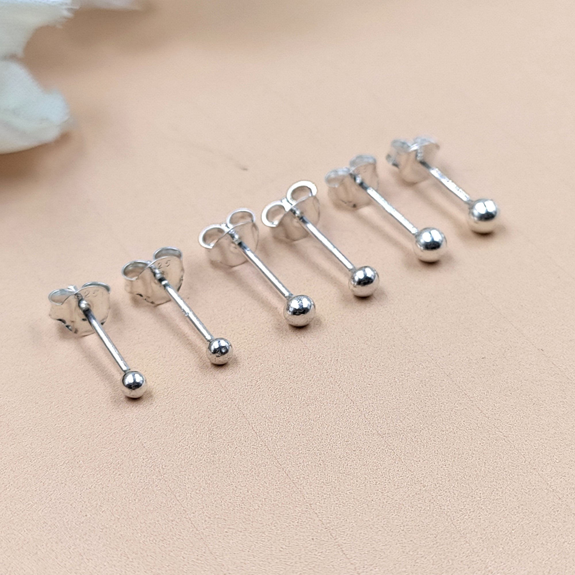 Solid Silver Round Ball Shape Stud Earrings Very tiny Little Stud Earrings Classic Minimal Art Handmade Gift 925 Silver Gift for her