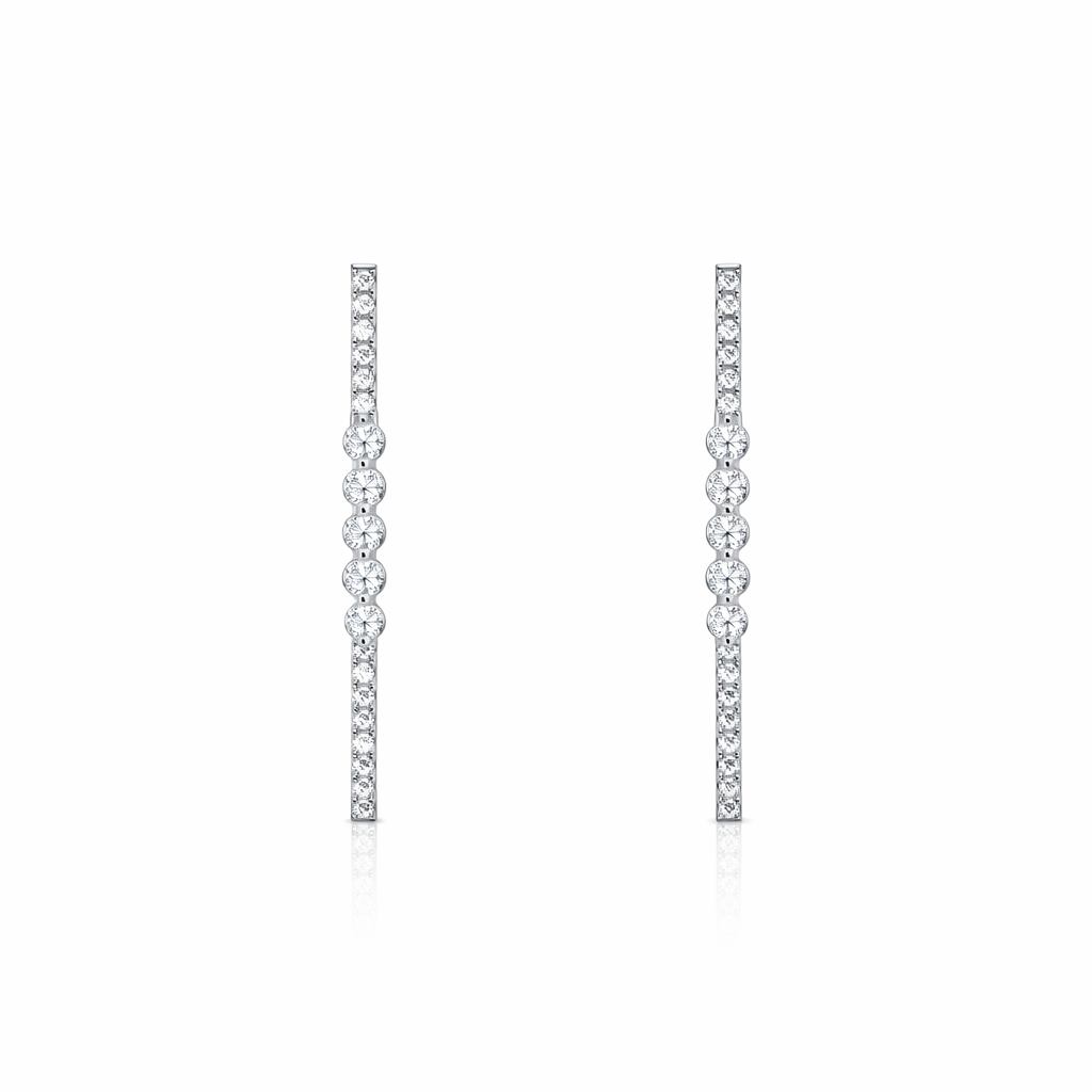 925 Sterling Silver CZ Linear Drop Earrings Sparkly Minimalist Jewelry