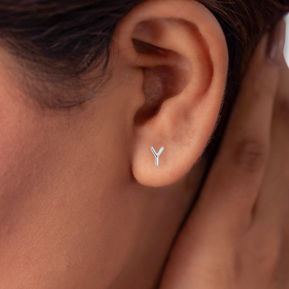 925 Sterling Silver Initial Y Stud Earrings, Dainty Letter Y Earrings for Women, Small Alphabet Earring Set, Personalized Jewelry Gift