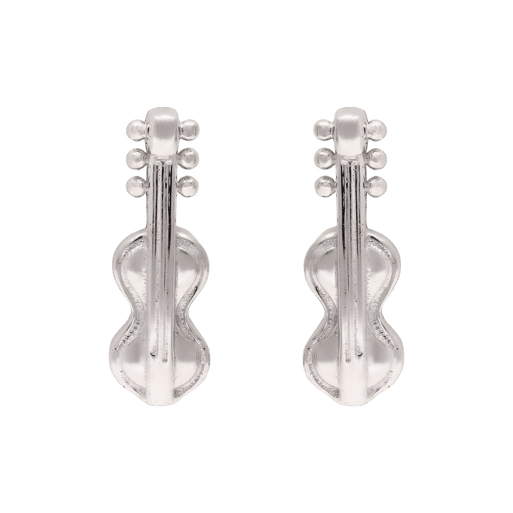 925 Silver Violin Stud Earrings Music Inspired Jewelry for Women & Girls