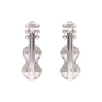 925 Silver Violin Stud Earrings Music Inspired Jewelry for Women & Girls