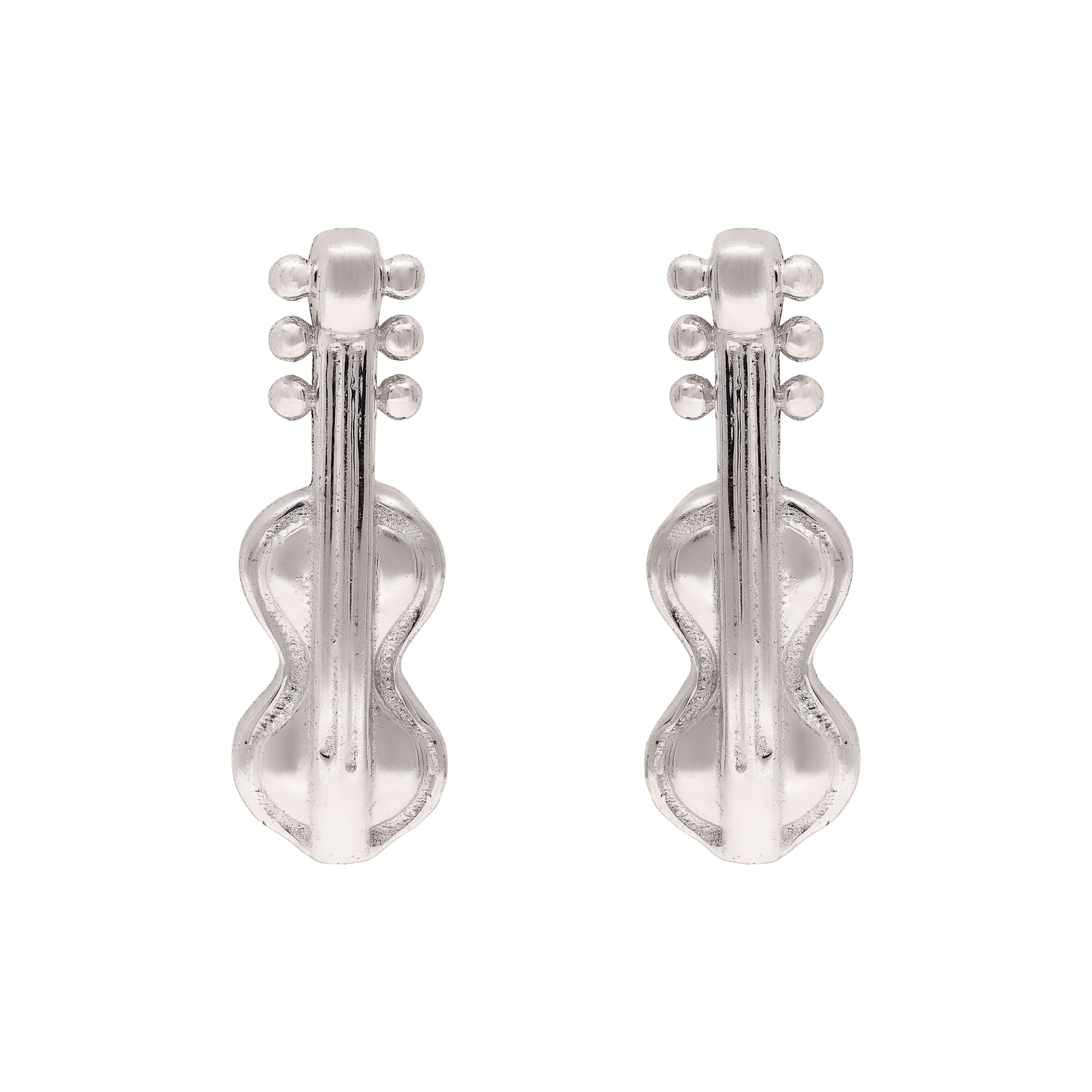 925 Silver Violin Stud Earrings Music Inspired Jewelry for Women & Girls