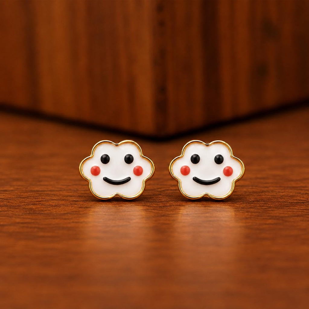 AMONROO® 925 Silver Jewellery for Women - 925 Sterling Silver Smiley Cloud Enamel Stud Earrings, Fashion Jewellery, Gift for Women | 925 Stamp, Warranty & Authenticity Certificate