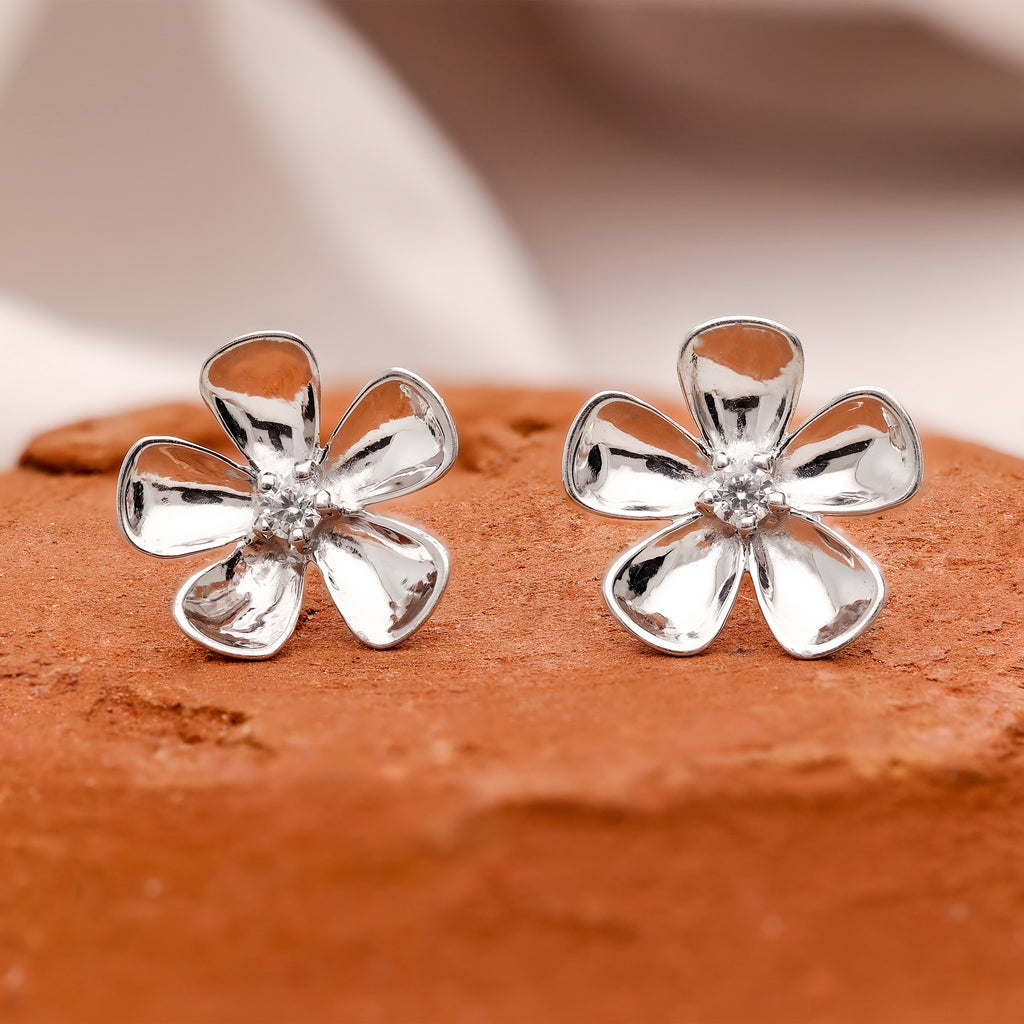 925 Silver Flower Stud Earrings Dainty Floral Earrings