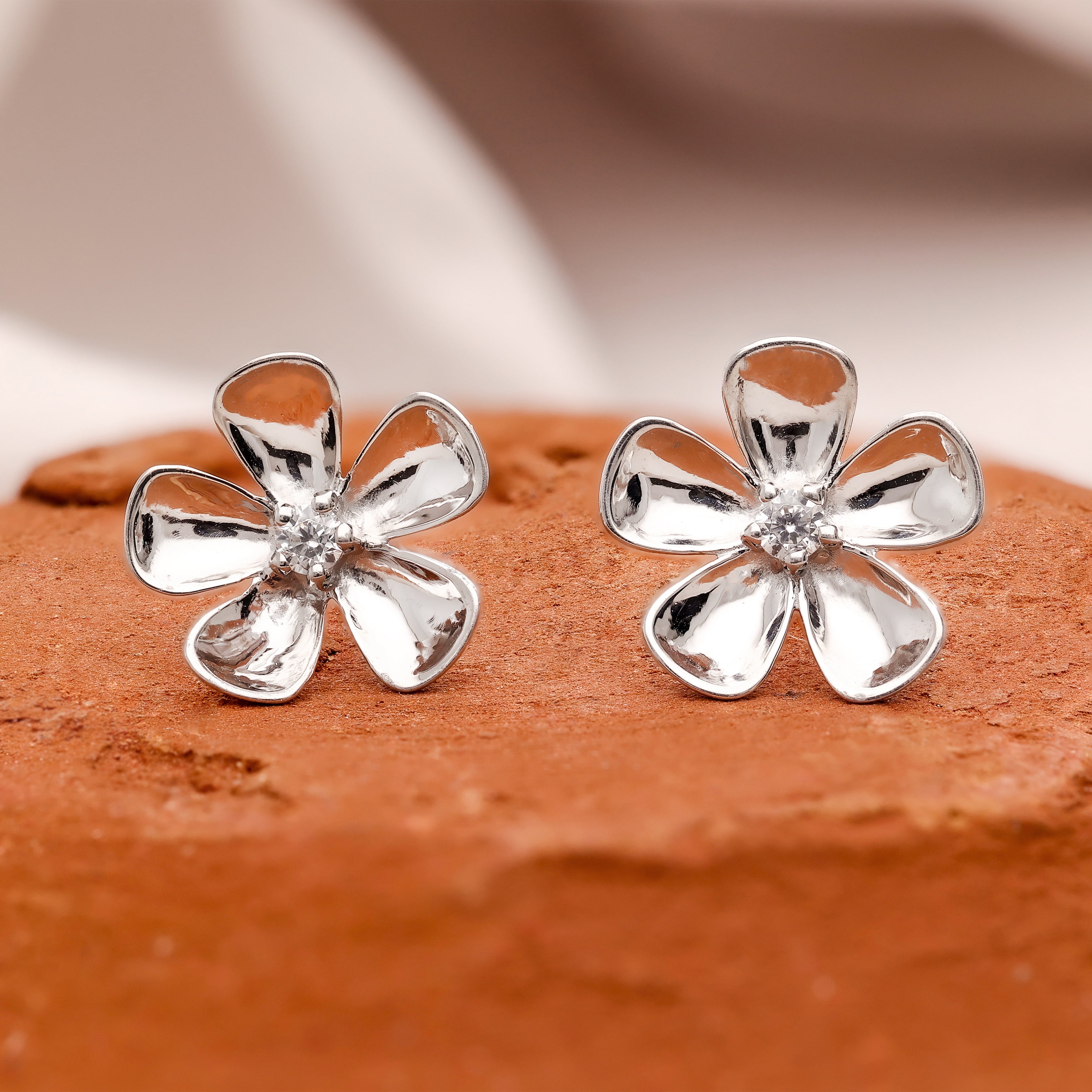 925 Silver Flower Stud Earrings Dainty Floral Earrings for Women and Girls