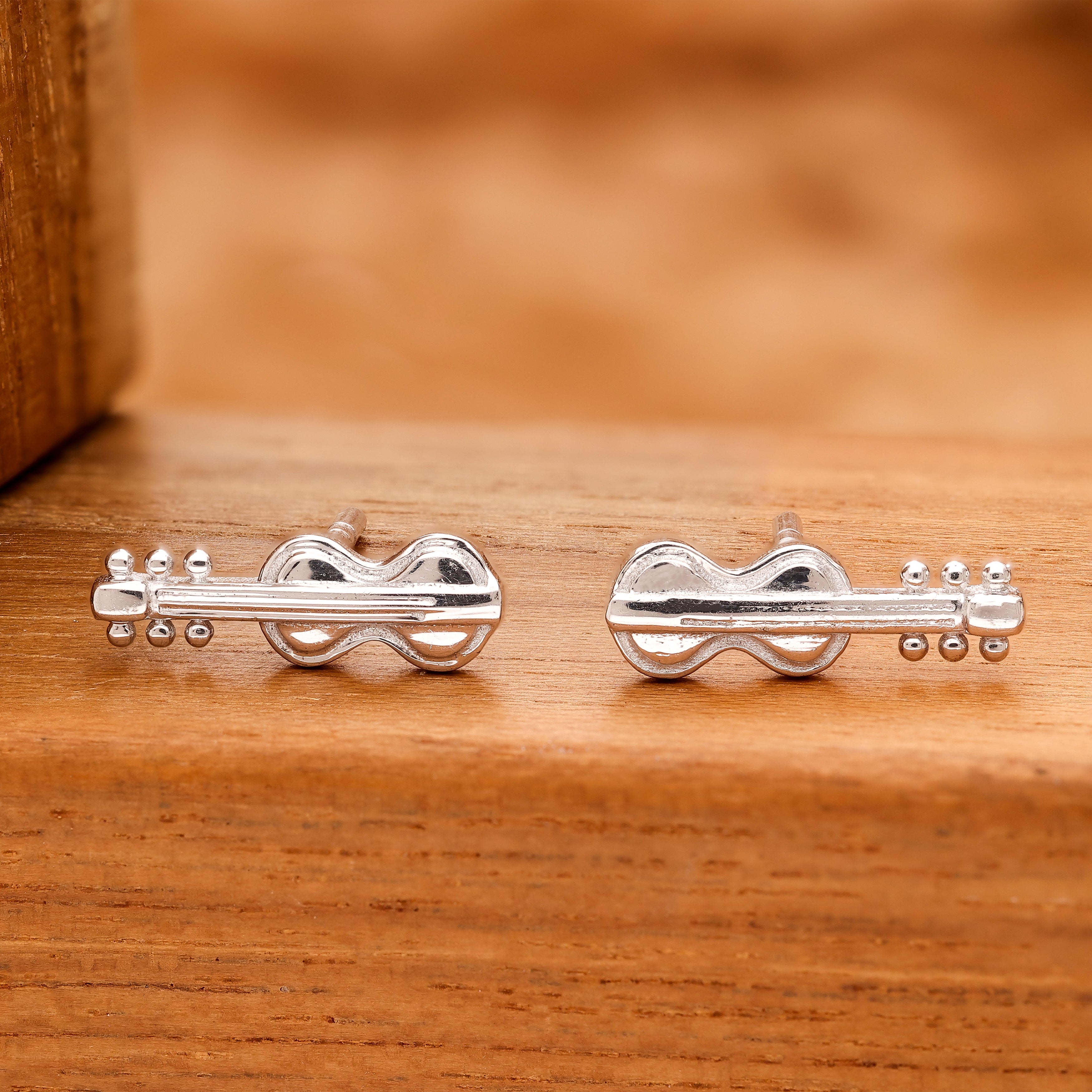925 Silver Violin Stud Earrings Music Inspired Jewelry for Women & Girls