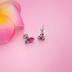 AMONROO® 925 Silver Jewellery for Women - 925 Sterling Silver Strawberry Stud Earrings, Pink CZ Fruit Earrings, Daily Wear Jewellery | 925 Stamp, Warranty & Authenticity Certificate