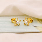 AMONROO® 925 Silver Jewellery for Women - Gold Finish 925 Sterling Silver Flower Pearl Stud Earrings, Daisy Earrings, Daily Wear Jewellery | 925 Stamp, Warranty & Authenticity Certificate