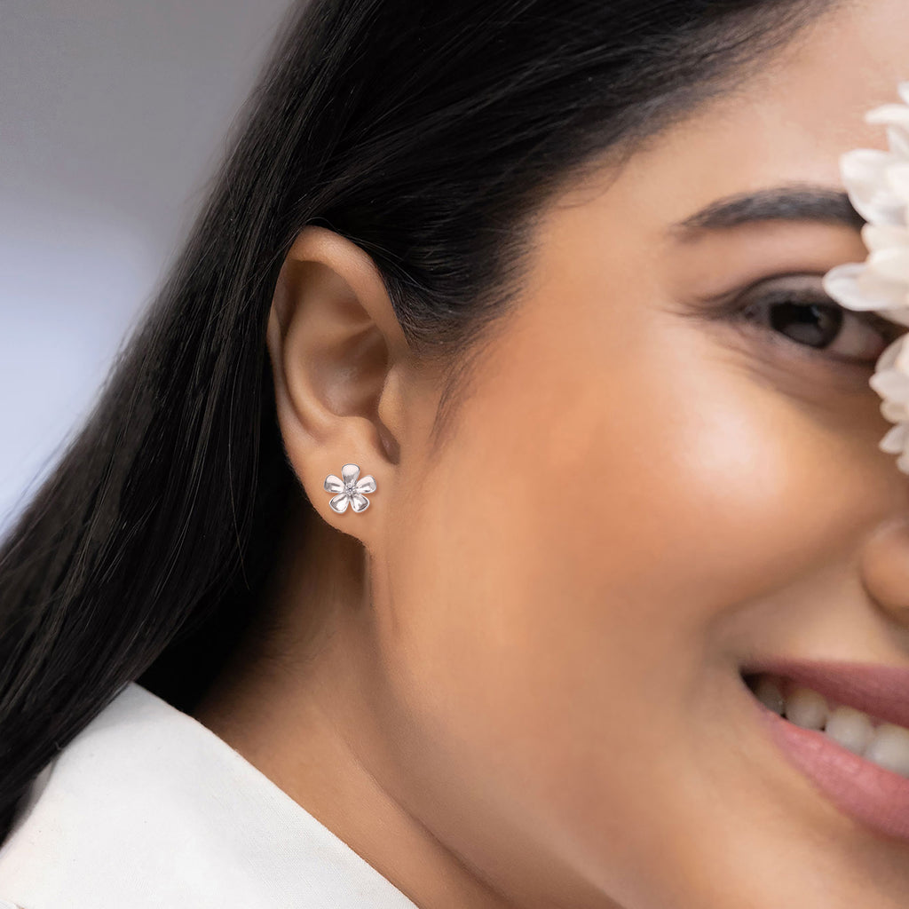 925 Silver Flower Stud Earrings Dainty Floral Earrings