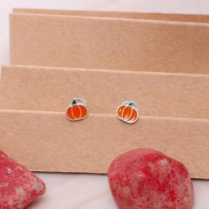 AMONROO® 925 Silver Jewellery for Women - 925 Sterling Silver Orange Pumpkin Enamel Stud Earrings, Earrings, Festive Jewellery | 925 Stamp, Warranty & Authenticity Certificate