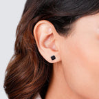 925 Silver Black CZ Stud Earrings Square Cut Studs for Him & Her Black Lover Gift Handmade