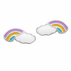 AMONROO® 925 Silver Jewellery for Women - 925 Sterling Silver Rainbow Cloud Enamel Stud Earrings, Colourful Earrings, Daily Wear | 925 Stamp, Warranty & Authenticity Certificate