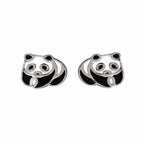 AMONROO® 925 Silver Jewellery for Women - 925 Sterling Silver Panda Enamel Stud Earrings, Animal Jewellery, Gift for Girls | 925 Stamp, Warranty & Authenticity Certificate