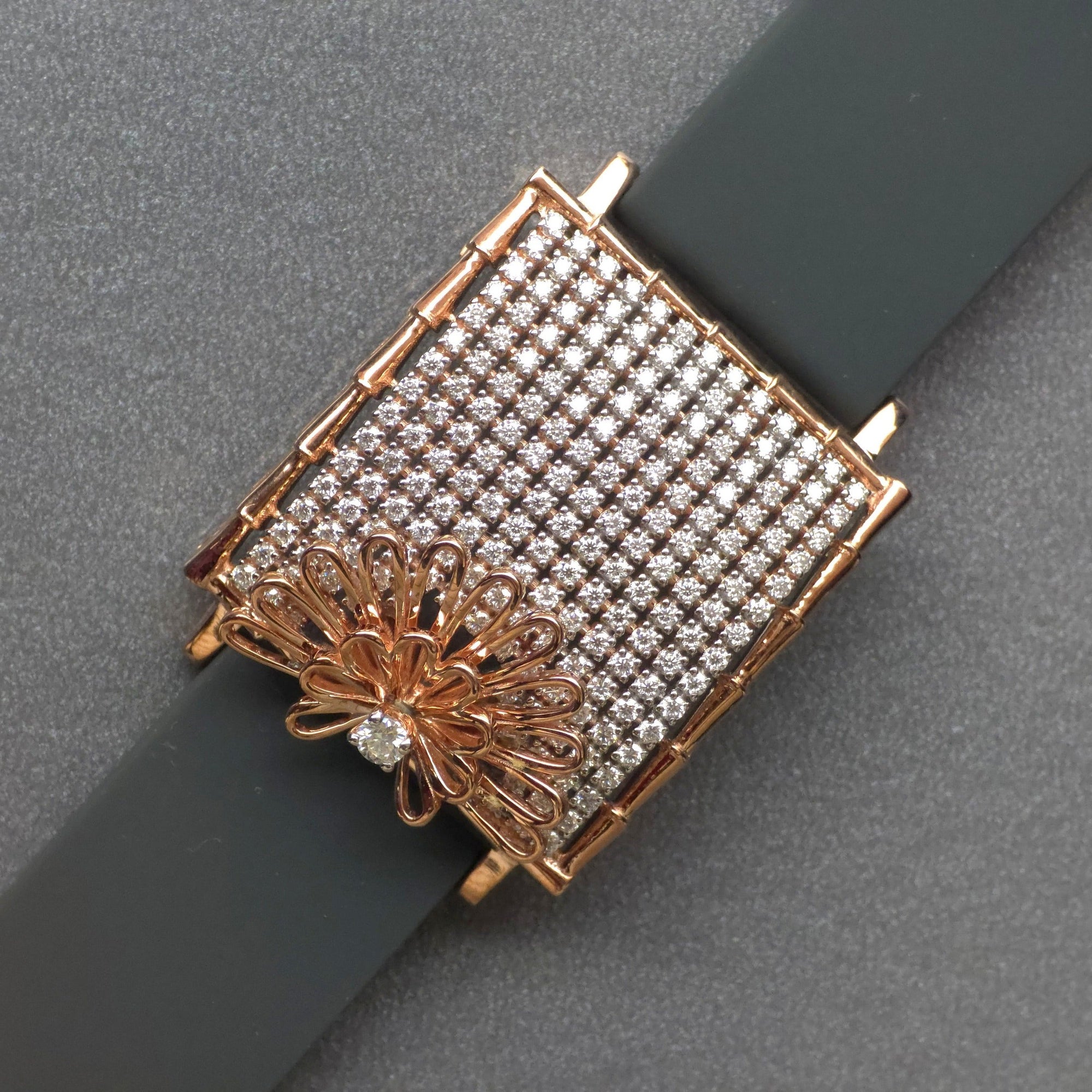 Handcrafted Half Floral Design In 925 Sterling Silver Bracelet, Real White Pave Set Moissanites Watch Bracelet, Unique Women's Bracelet