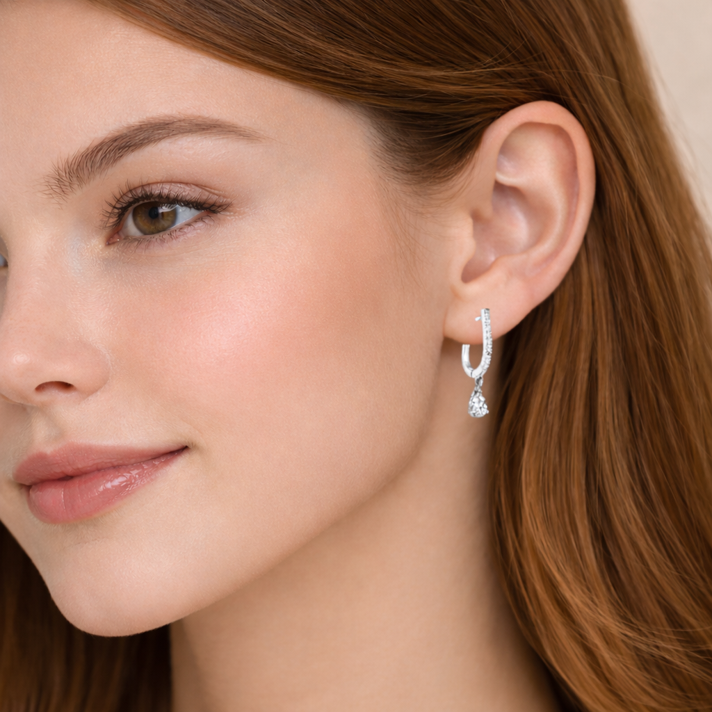 925 Sterling Silver Teardrop CZ Dangle Earrings Bridal Jewelry