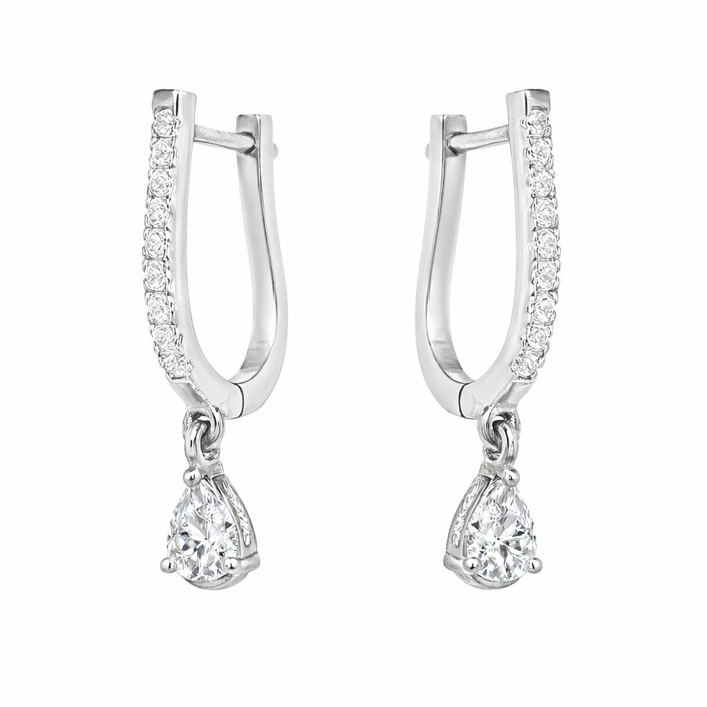 925 Sterling Silver Teardrop CZ Dangle Earrings Bridal Jewelry