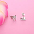 Sterling Silver W Initial Stud Earrings, Dainty Monogram Alphabet Jewelry