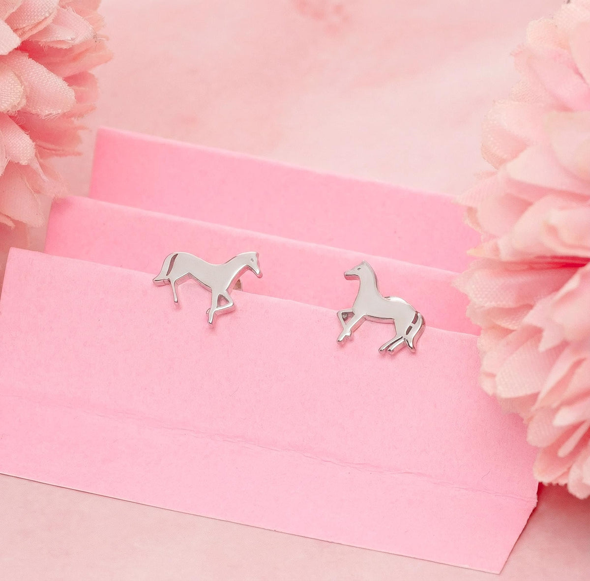AMONROO® 925 Silver Jewellery for Women - 925 Sterling Silver Horse Stud Earrings, Horse Design Earrings, Equestrian Jewellery Gift | 925 Stamp, Warranty & Authenticity Certificate