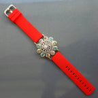 Beautiful Flower Face Design In 925 Sterling Silver Bracelet, Multi Color And White Moissanites Watch Bracelet, Unique Women's Bracelet