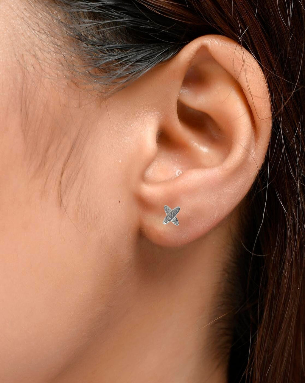 Sterling Silver 925 Cross X Design Stud Earrings Every Day Wear CZ Diamonds Minimalist Handmade Gift Studs with Push back