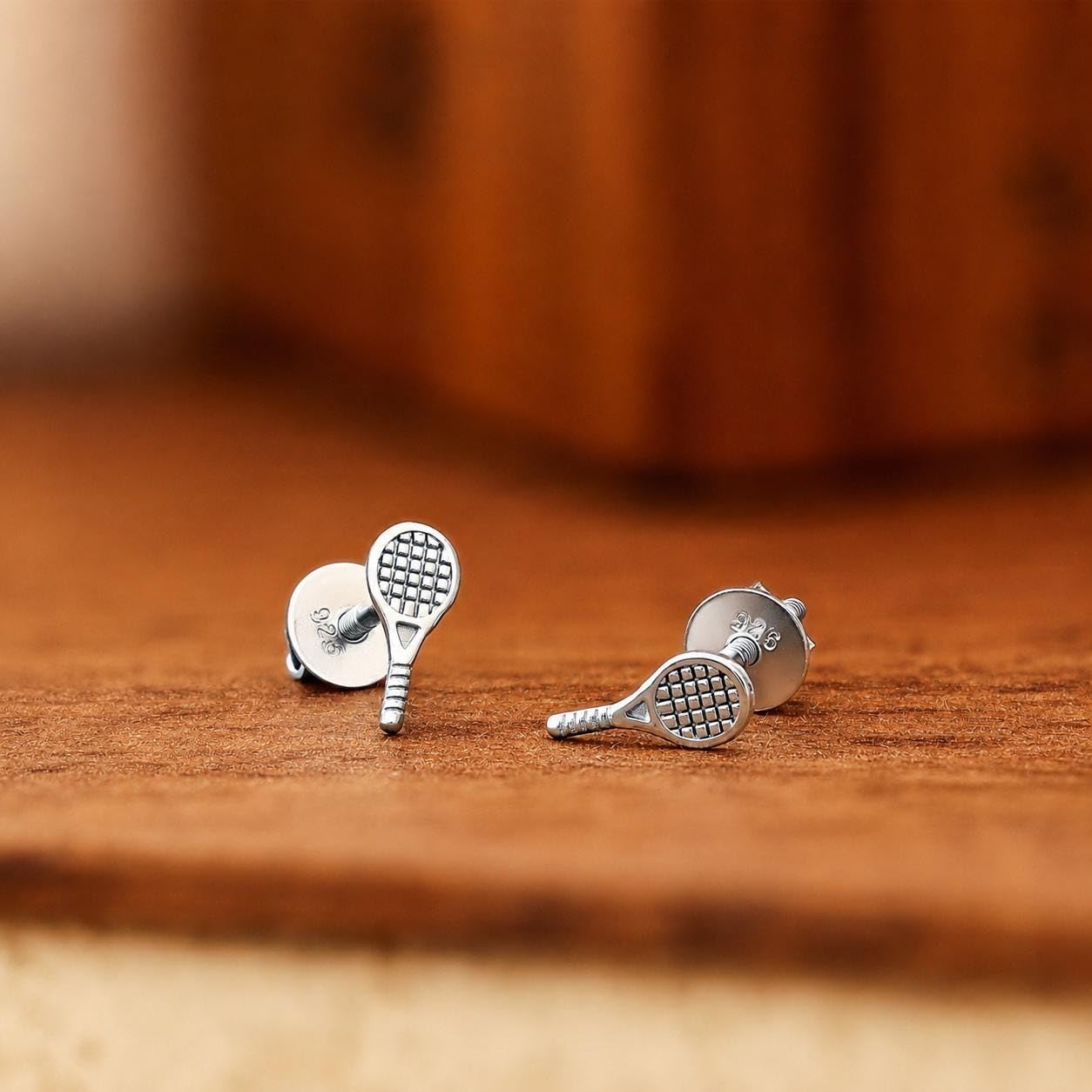 AMONROO® 925 Silver Jewellery for Women - 925 Sterling Silver Tennis Racket Stud Earrings, Sports Earrings, Tennis Lover Gift | 925 Stamp, Warranty & Authenticity Certificate