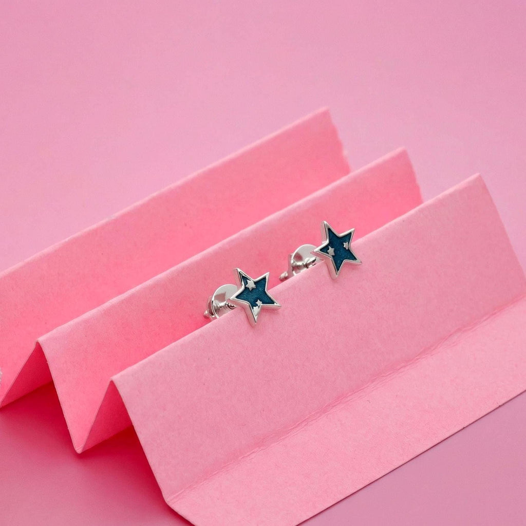 AMONROO® 925 Silver Jewellery for Women - 925 Sterling Silver Blue Star Enamel Stud Earrings, Star Earrings, Trendy Daily Wear Jewellery | 925 Stamp, Warranty & Authenticity Certificate