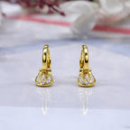 AMONROO® 925 Silver Jewellery for Women - Gold Finish 925 Sterling Silver CZ Teardrop Huggie Hoop Earrings, 15.5 x 5.5 mm | 925 Stamp, Warranty & Authenticity Certificate