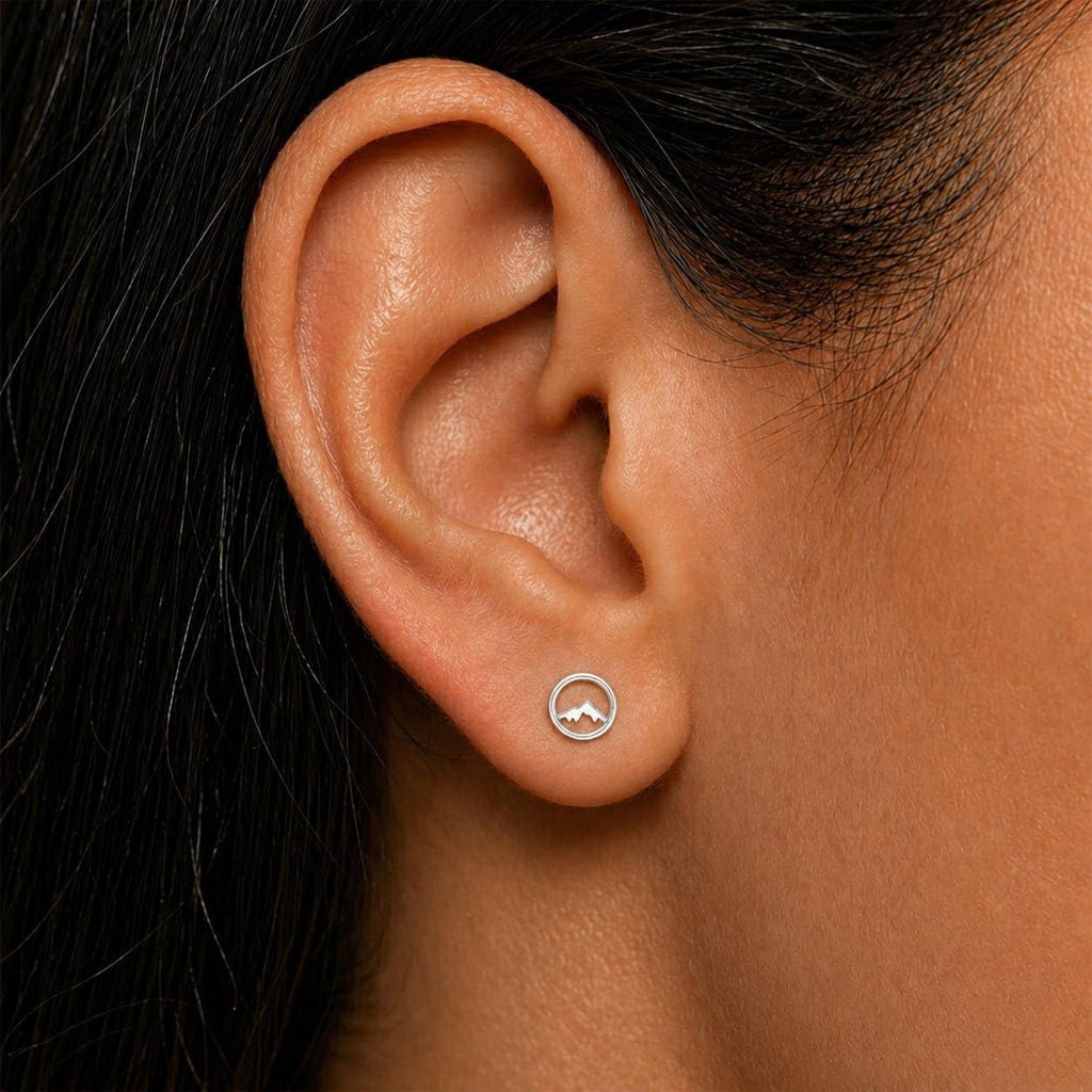 AMONROO® 925 Silver Jewellery for Women - 925 Sterling Silver Mountain Stud Earrings, Nature Design Earrings, Minimalist Daily Wear Jewellery | 925 Stamp, Warranty & Authenticity Certificate