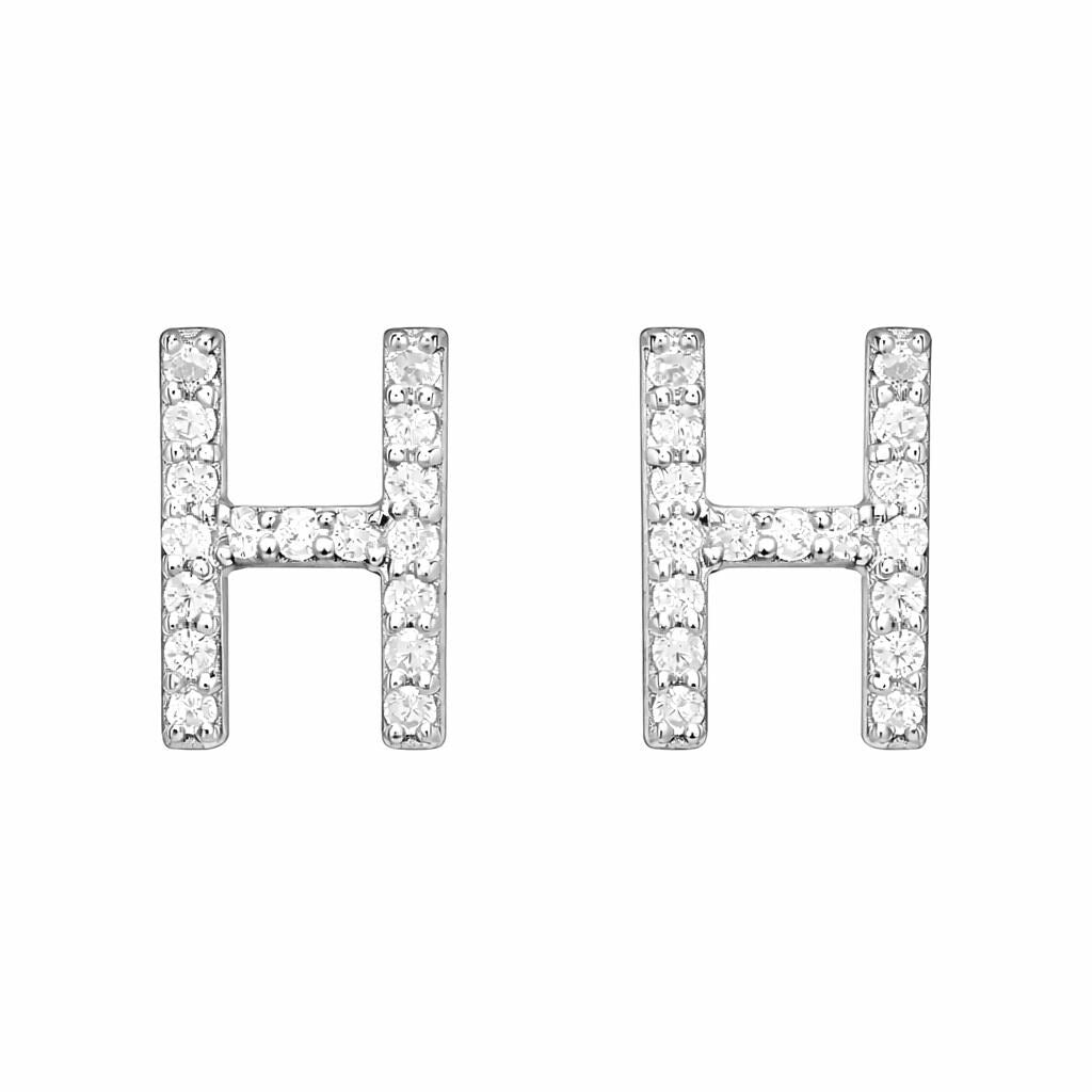 925 Sterling Silver H Stud Earrings CZ Letter H Initial Earrings Minimalist Alphabet Jewelry Gift for Her