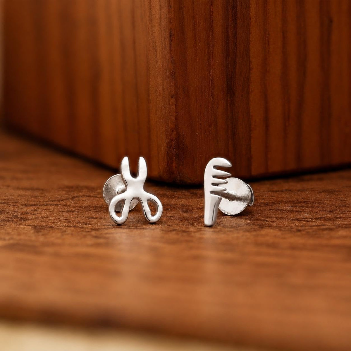 AMONROO® 925 Silver Jewellery for Women - 925 Sterling Silver Scissors Comb Stud Earrings, Hairdresser Earrings, Salon Jewellery Gift | 925 Stamp, Warranty & Authenticity Certificate