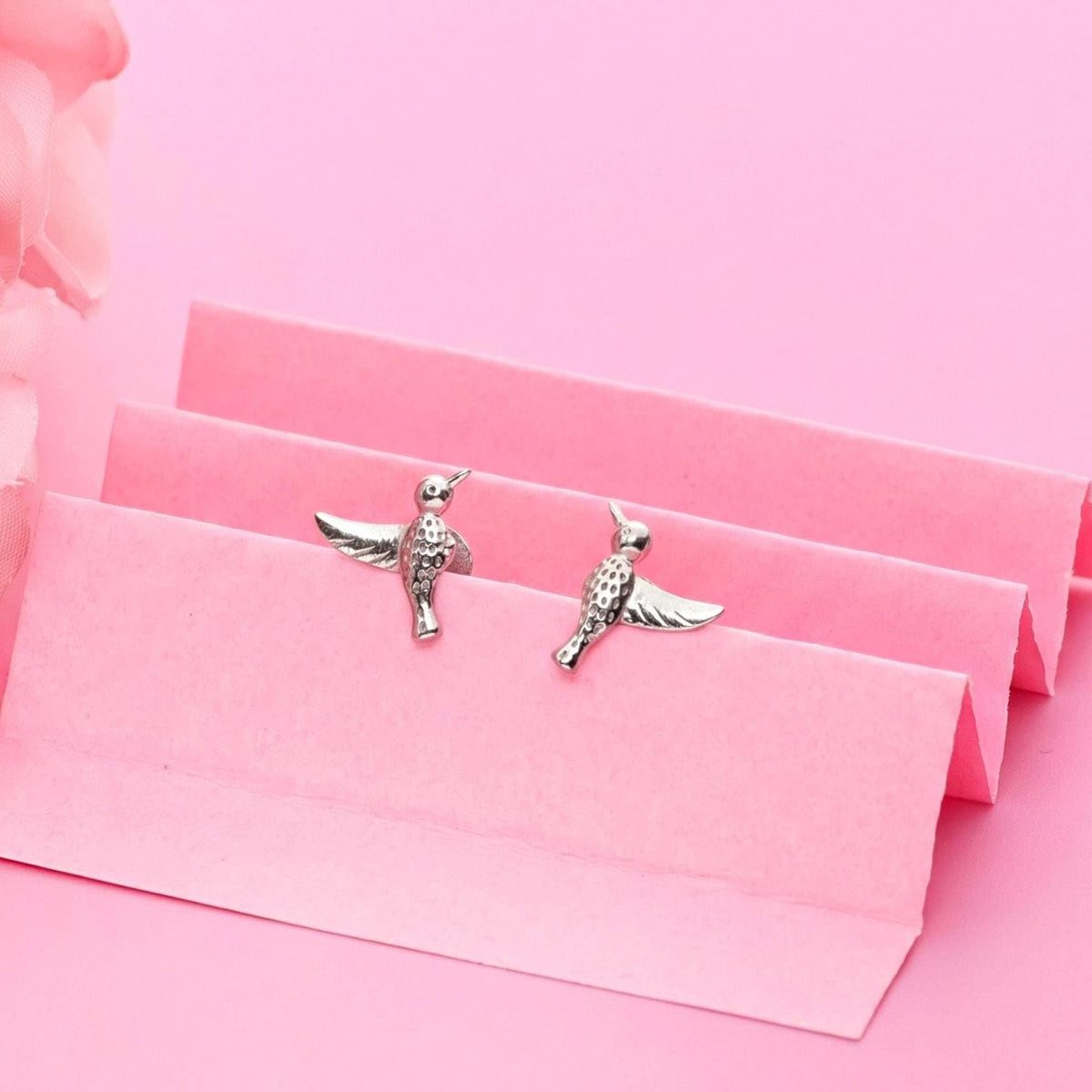AMONROO® 925 Silver Jewellery for Women - 925 Sterling Silver Hummingbird Stud Earrings, Bird Design Earrings, Nature Inspired Jewellery | 925 Stamp, Warranty & Authenticity Certificate