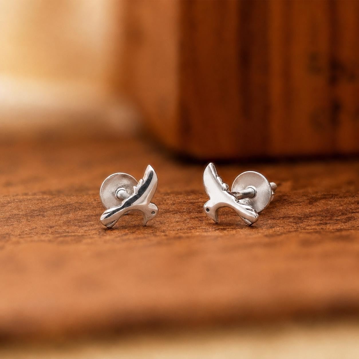 AMONROO® 925 Silver Jewellery for Women - 925 Sterling Silver Bird Stud Earrings, Flying Bird Design, Minimalist Daily Wear Jewellery | 925 Stamp, Warranty & Authenticity Certificate