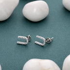 925 Sterling Silver U Initial Stud Earrings, Diamond Look Letter U Studs, Personalized Name Jewelry, Minimalist Gift for Her