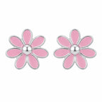 AMONROO® 925 Silver Jewellery for Women - 925 Sterling Silver Pink Daisy Enamel Stud Earrings, Floral Earrings, Daily Wear Jewellery | 925 Stamp, Warranty & Authenticity Certificate