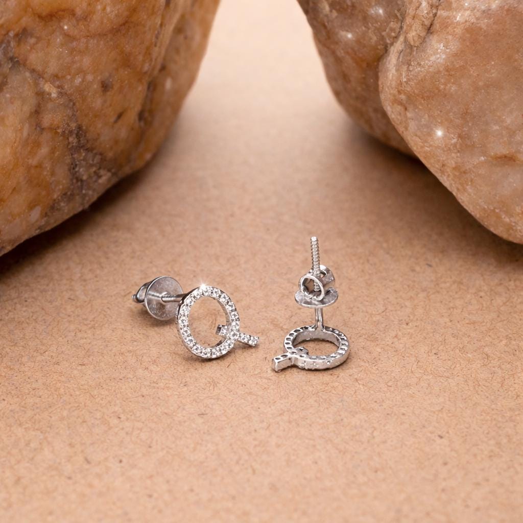 925 Sterling Silver Q Initial Stud Earrings, Diamond Look Letter Q Studs, Personalized Name Jewelry, Minimalist Gift for Her