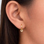 AMONROO® 925 Silver Jewellery for Women - Gold Finish 925 Sterling Silver CZ Teardrop Huggie Hoop Earrings, 15.5 x 5.5 mm | 925 Stamp, Warranty & Authenticity Certificate