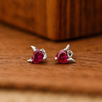AMONROO® 925 Silver Jewellery for Women - 925 Sterling Silver Pink CZ Heart Stud Earrings, Heart Earrings, Dainty Romantic Jewellery | 925 Stamp, Warranty & Authenticity Certificate
