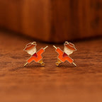 AMONROO® 925 Silver Jewellery for Women - 925 Sterling Silver Scarecrow Enamel Stud Earrings, Fall Earrings, Festive Jewellery Gift | 925 Stamp, Warranty & Authenticity Certificate
