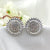 Glory Black/White Stones & Flower Stud Earrings