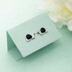 925 Sterling Silver Turtle Stud Earrings, Black Enamel Sea Turtle Earrings, Cute Animal Studs, Minimalist Ocean Jewelry Gift