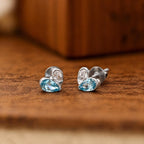 AMONROO® 925 Silver Jewellery for Women - 925 Sterling Silver Blue White CZ Heart Stud Earrings, Dainty Gemstone Earrings, Gift for Women | 925 Stamp, Warranty & Authenticity Certificate