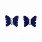AMONROO® 925 Silver Jewellery for Women - 925 Sterling Silver Blue Bow Butterfly CZ Stud Earrings, Dainty Fashion Jewellery | 925 Stamp, Warranty & Authenticity Certificate