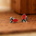AMONROO® 925 Silver Jewellery for Women - 925 Sterling Silver Orange Carrot Enamel Stud Earrings, Vegetable Design Jewellery | 925 Stamp, Warranty & Authenticity Certificate