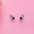 AMONROO® 925 Silver Jewellery for Women - 925 Sterling Silver Blue Star Enamel Stud Earrings, Star Earrings, Trendy Daily Wear Jewellery | 925 Stamp, Warranty & Authenticity Certificate