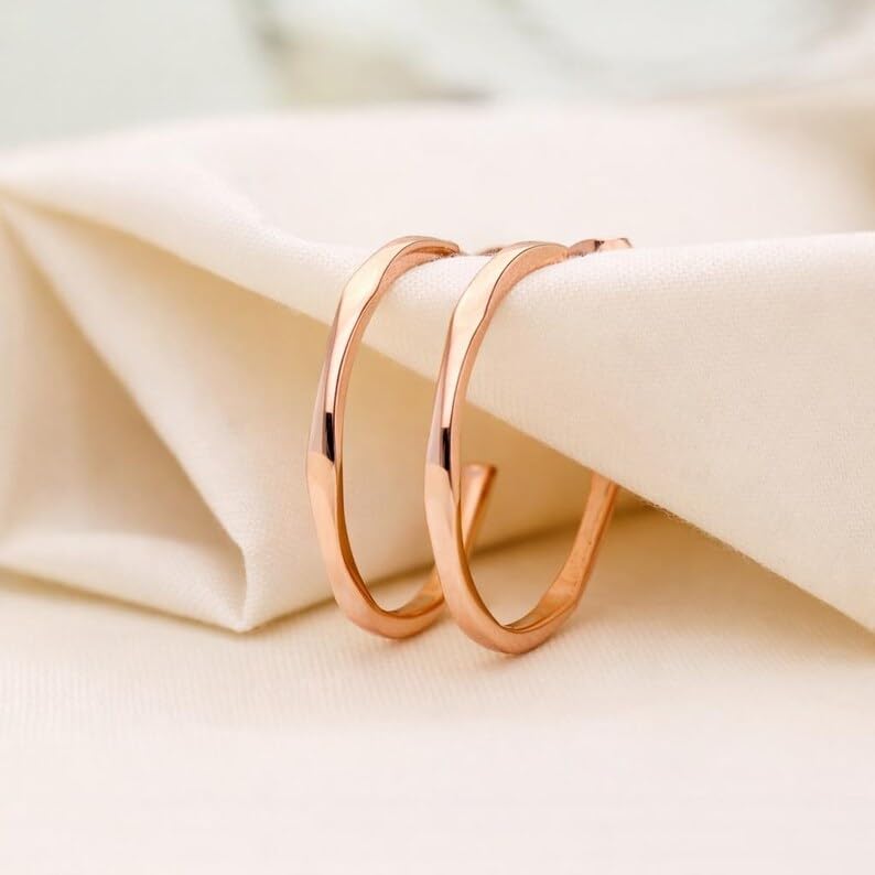 AMONROO® 925 Silver Jewellery for Women - 925 Sterling Silver Open Hoop Earrings, Minimalist Dainty Lightweight Earrings, 22 x 2 mm | 925 Stamp, Warranty & Authenticity Certificate