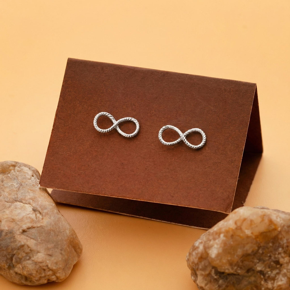 Handmade Sterling Silver Twisted Infinity Stud Earrings - Yellow Gold